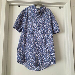 Crewcuts J. Crew Boy Hawaiian Floral Button Up Shirt Short Sleeve Cotton Size 16